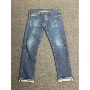 Uniqlo Slim Straight Selvedge Jeans Indigo Blue Mens 34x29 Kaihara Denim Casual